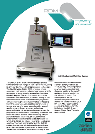 RayRan Melt flow datasheet thumbnail